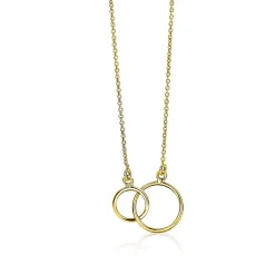 ZINZI Gold 14 karaat gouden collier open rondjes in elkaar 42cm ZGC115