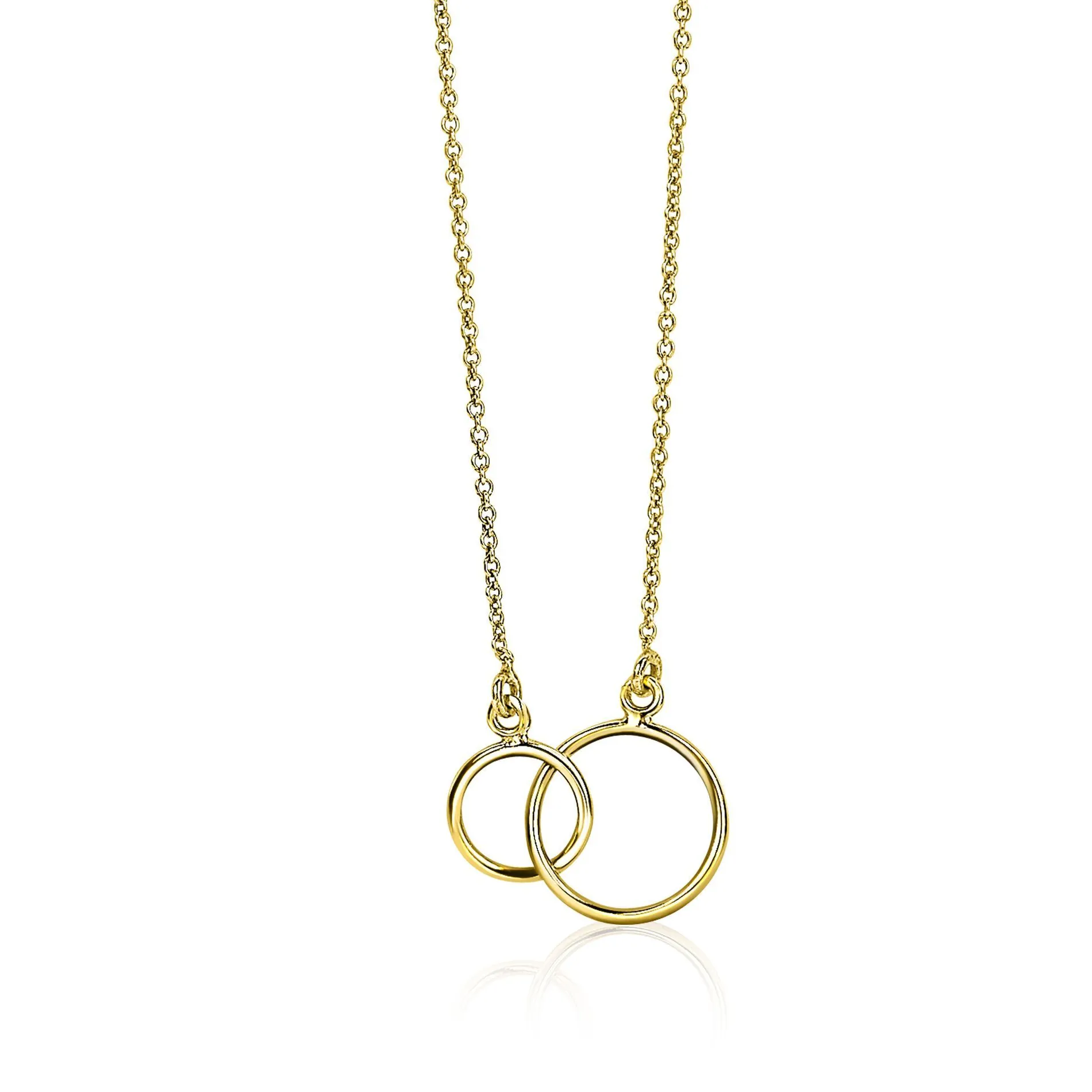 ZINZI Gold 14 karaat gouden collier open rondjes in elkaar 42cm ZGC115