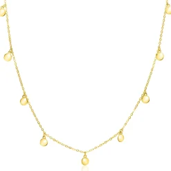 ZINZI Gold 14 karaat gouden massieve ketting met 9 bungelende rondjes 40-45cm ZGC488