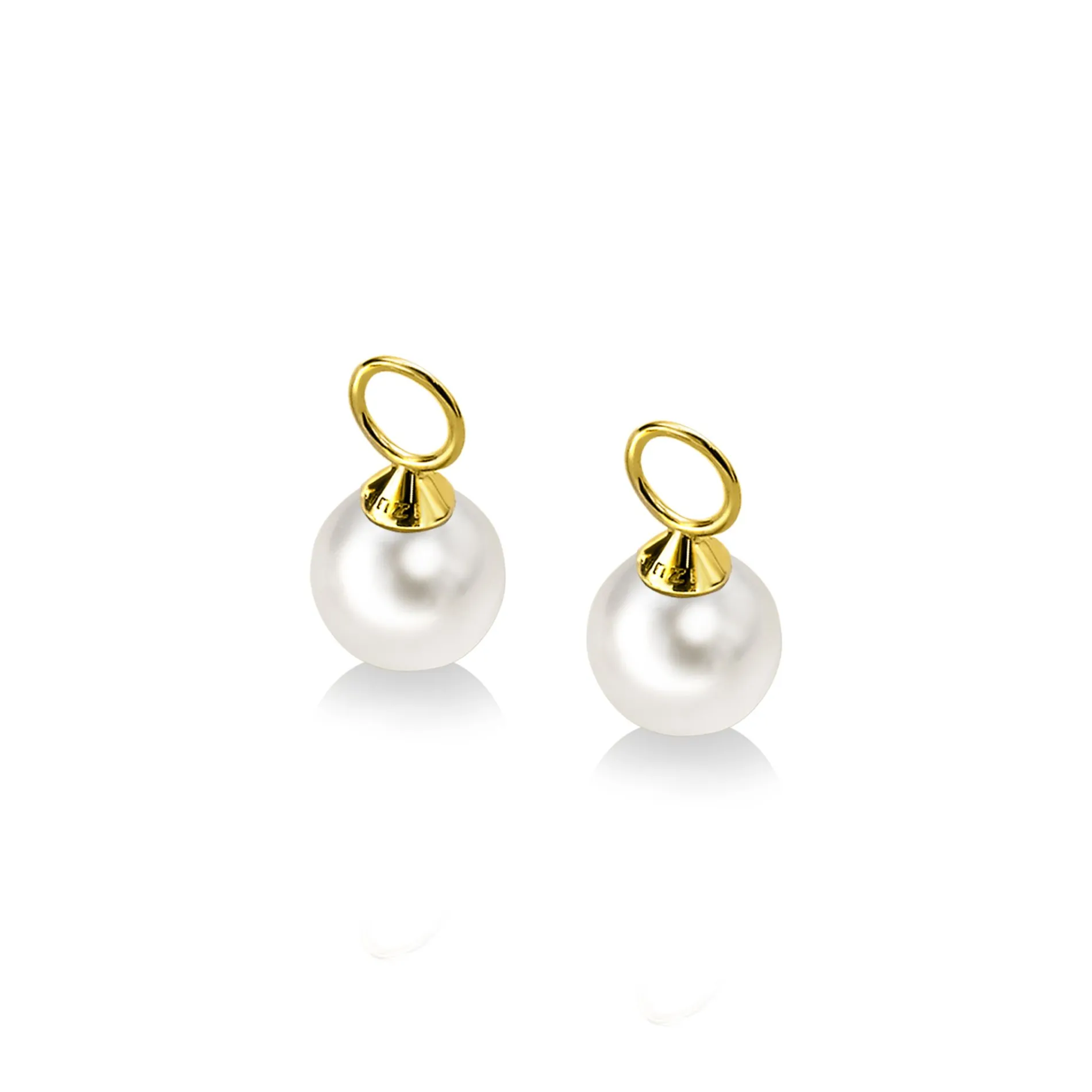 ZINZI Gold 14 karaat gouden oorbedels parel wit 8mm ZGCH144 (zonder oorringen)