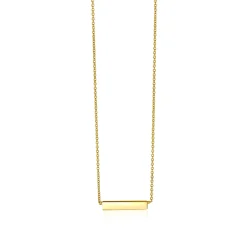 ZINZI Gold 14 karaat gouden collier plaatje glad 42cm ZGC176