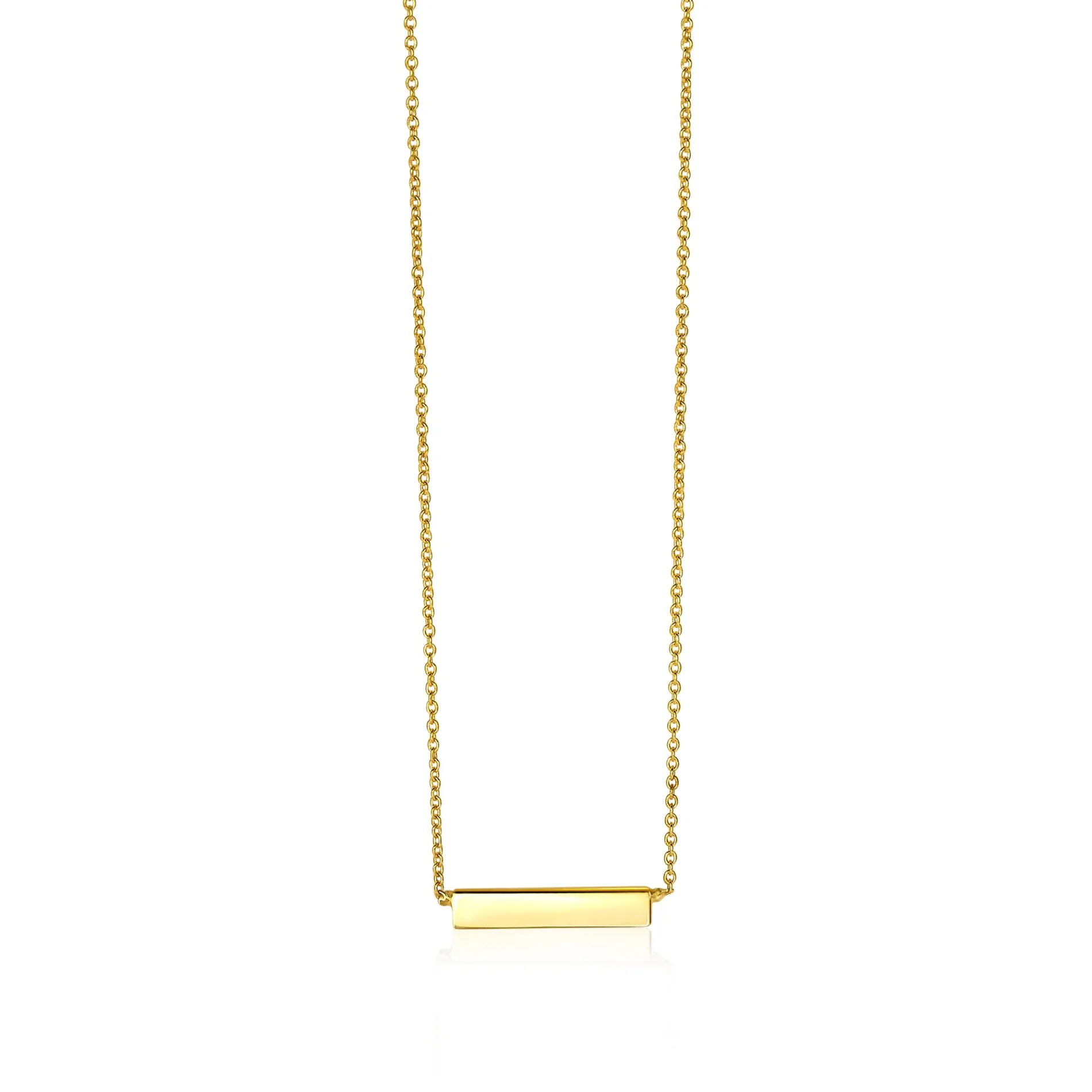 ZINZI Gold 14 karaat gouden collier plaatje glad 42cm ZGC176