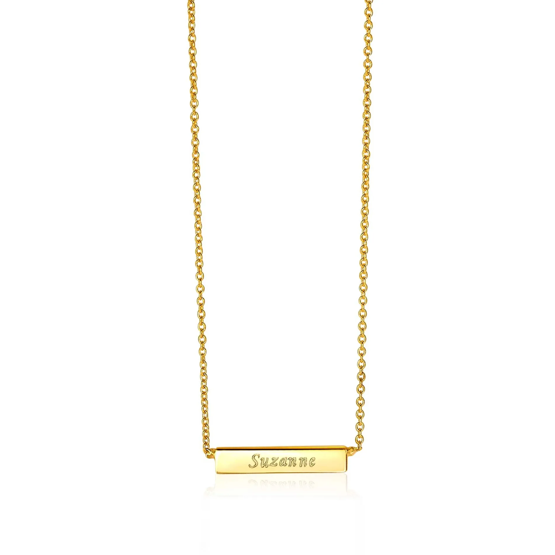 ZINZI Gold 14 karaat gouden collier plaatje glad 42cm ZGC176