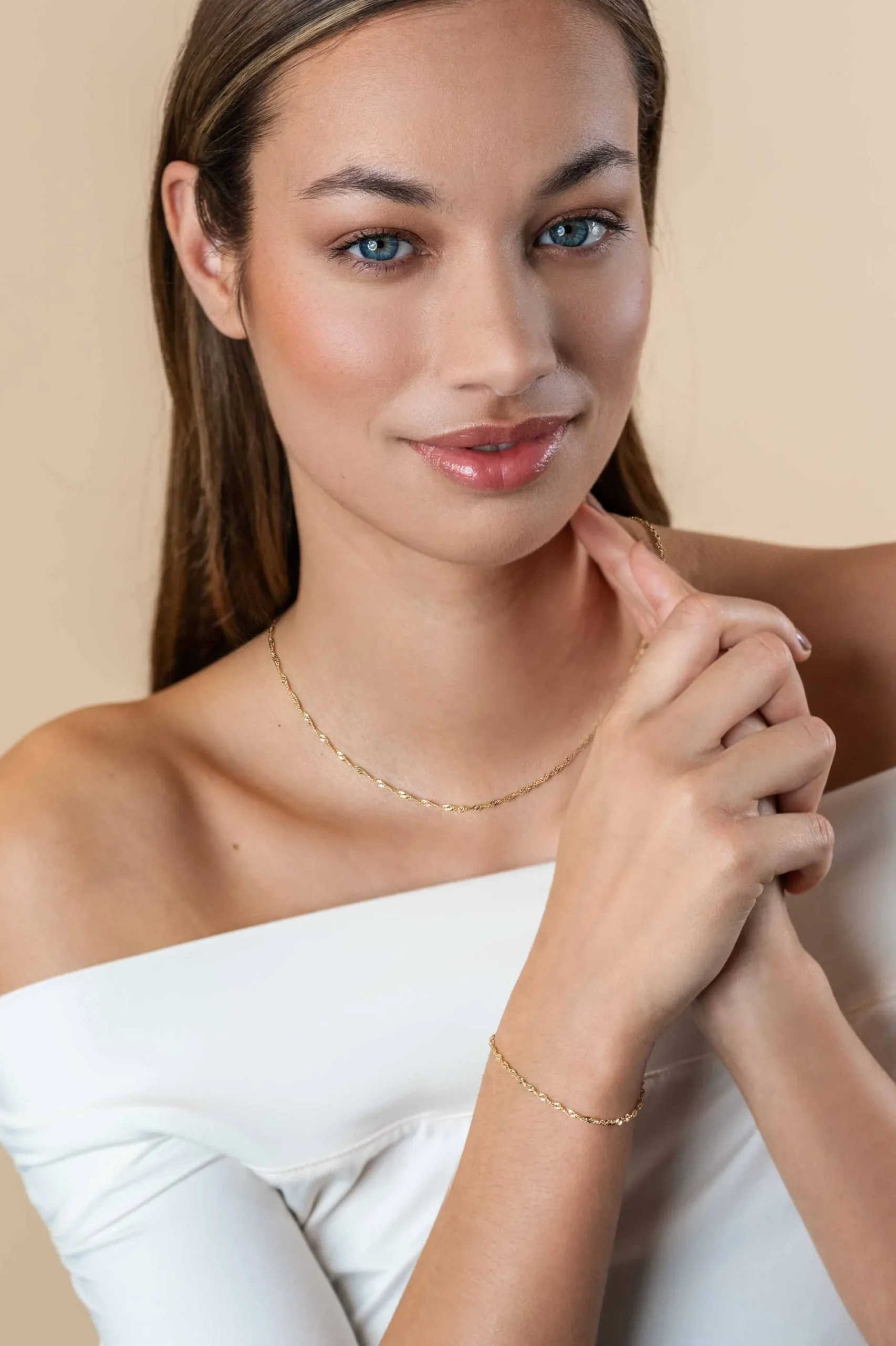 ZINZI Gold 14 karaat gouden massieve Singapore ketting 1,8mm breed 41-43cm ZGC501