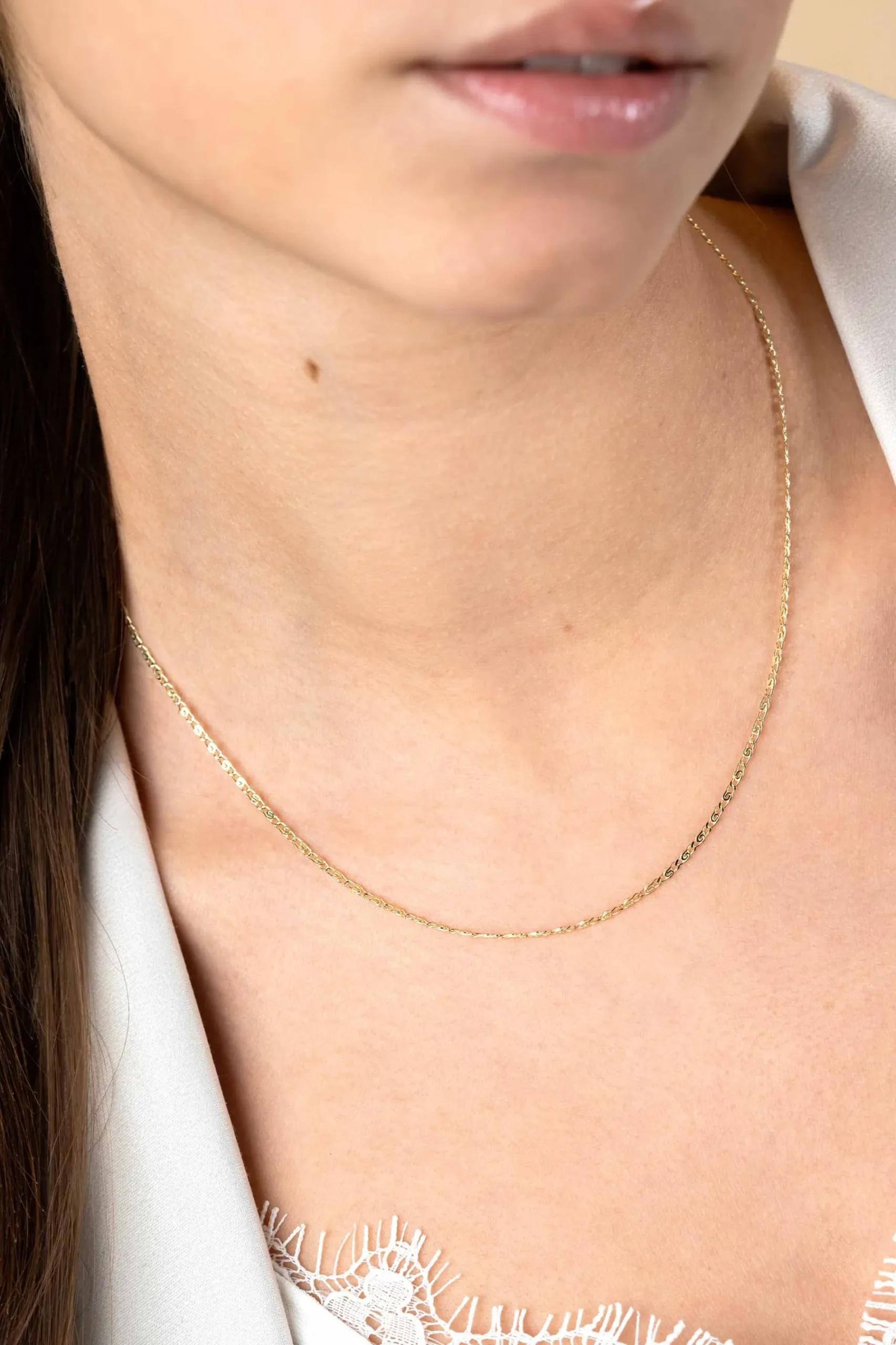 ZINZI Gold 14 karaat gouden fantasie schakel-collier 1,6mm breed en lengte 45cm ZGC295