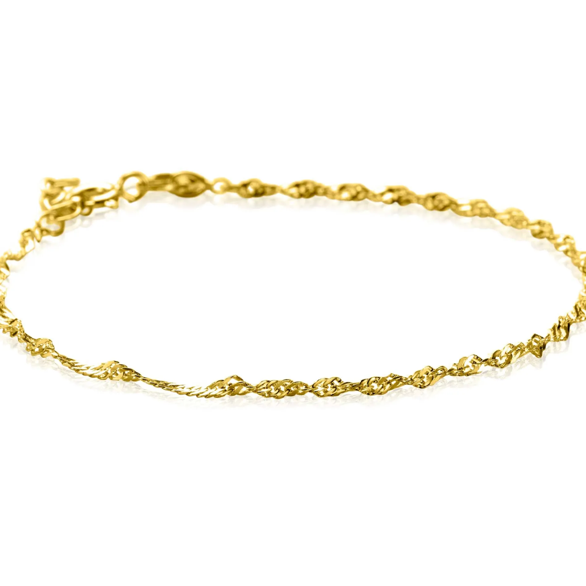 ZINZI Gold 14 karaat gouden massieve Singapore armband 1,8mm breed 17-19cm ZGA501