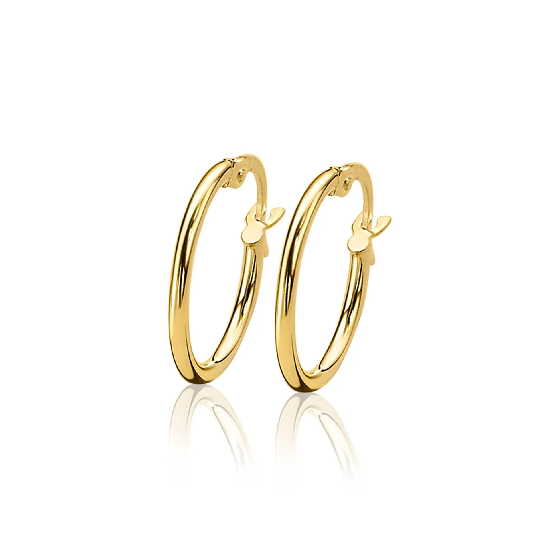 ZINZI Gold 14 karaat gouden oorringen ronde buis 15 x 1,5mm ZGO127