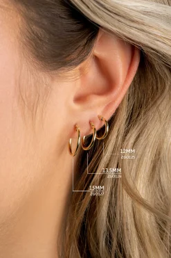 ZINZI Gold 14 karaat gouden oorringen ronde buis 12 x 1,5mm ZGO125