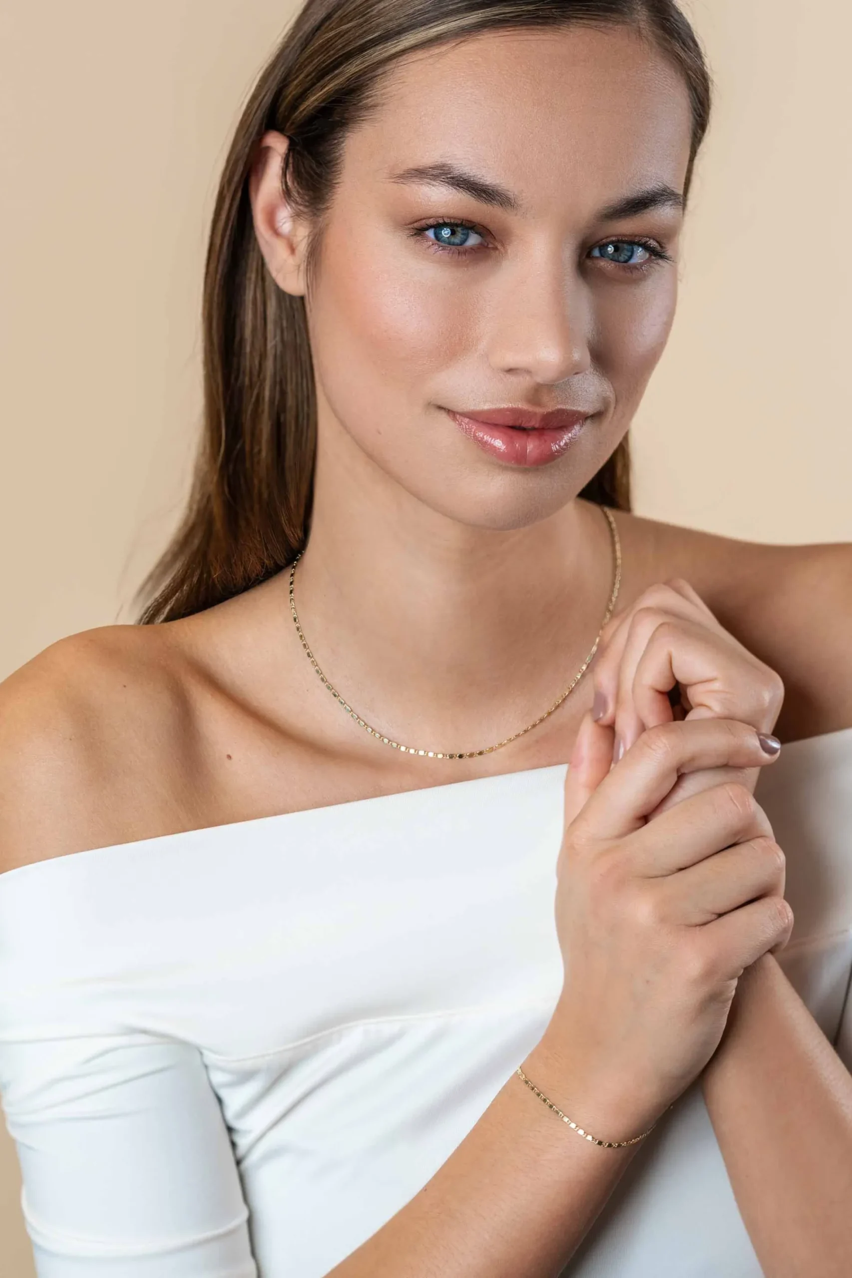 ZINZI Gold 14 karaat gouden massieve armband met glanzende fantasie plaatjes 1,7mm breed 17-19cm ZGA497