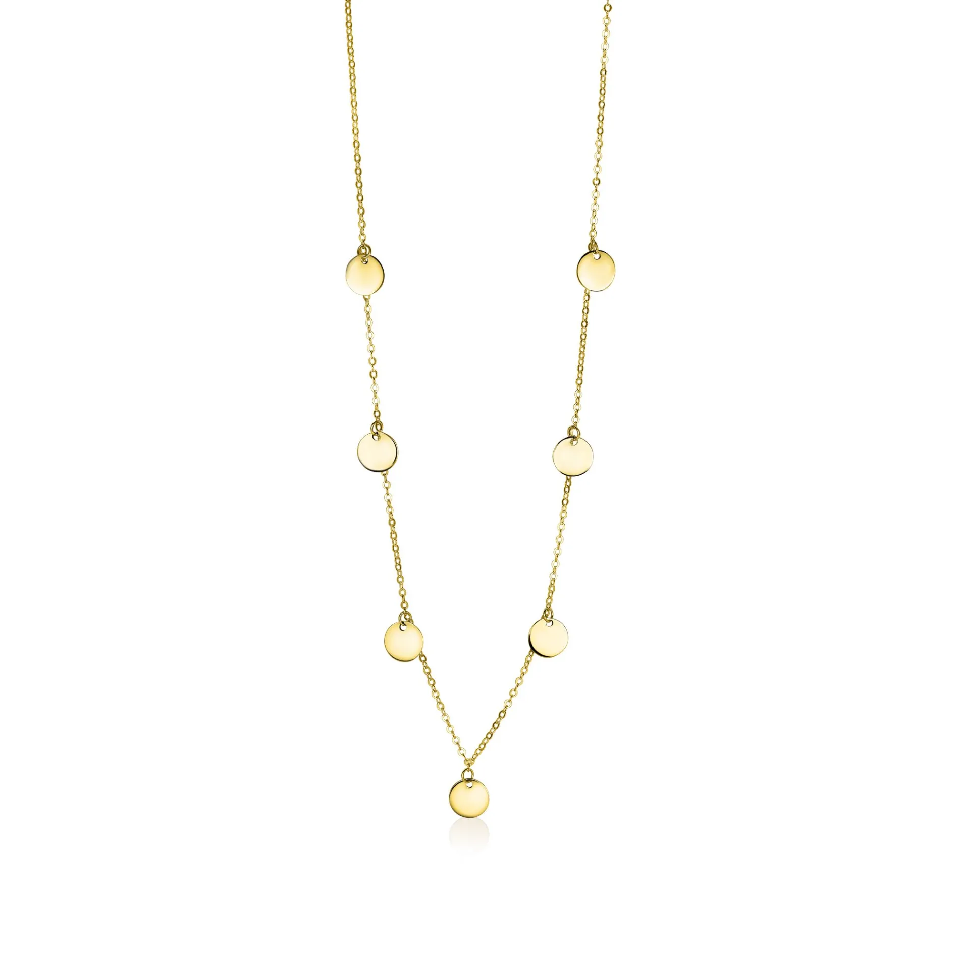 ZINZI Gold 14 karaat gouden collier met 7 rondjes 45cm ZGC167