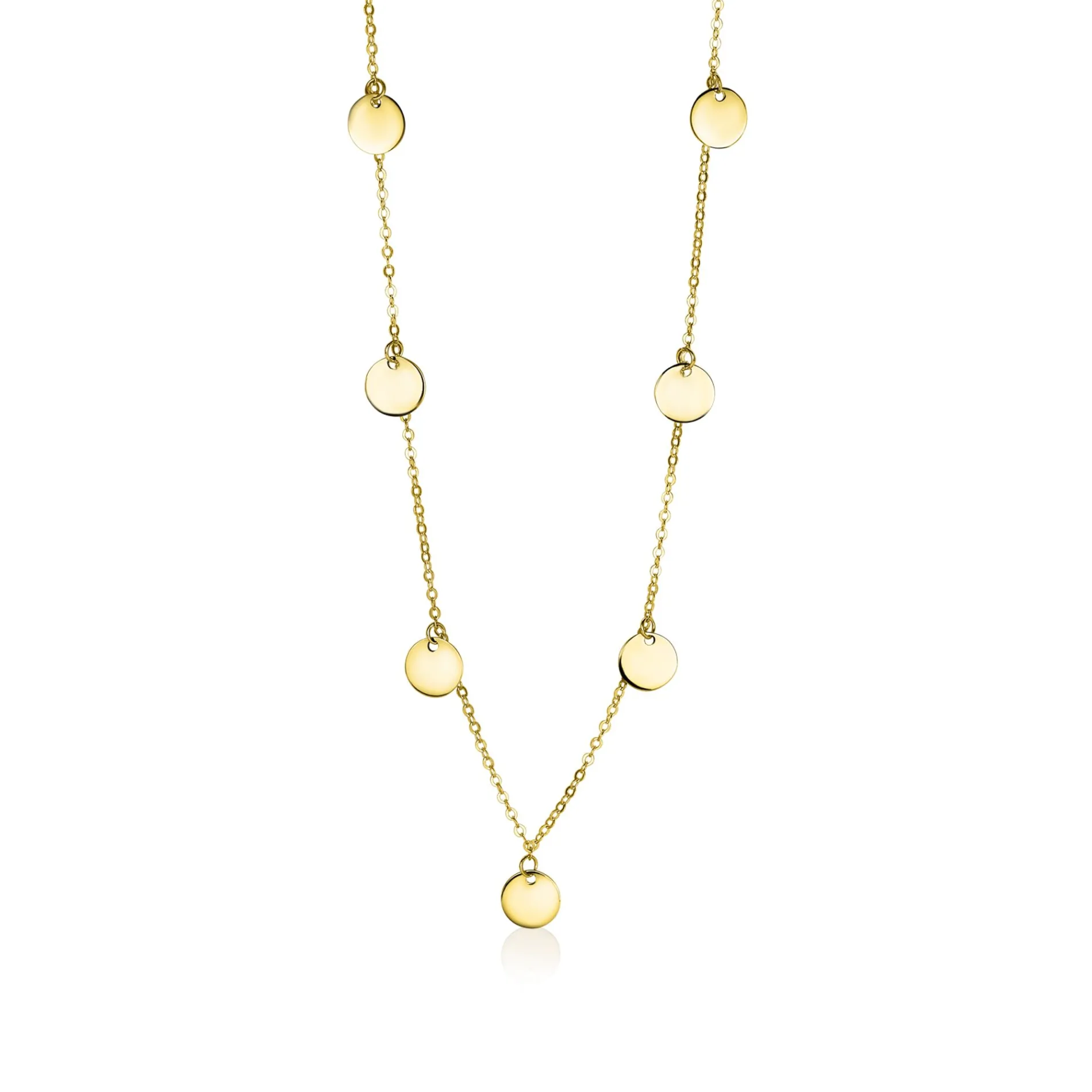 ZINZI Gold 14 karaat gouden collier met 7 rondjes 45cm ZGC167
