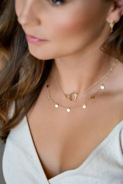 ZINZI Gold 14 karaat gouden collier met 7 rondjes 45cm ZGC167