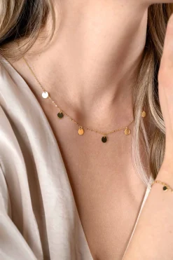 ZINZI Gold 14 karaat gouden collier met 7 rondjes 45cm ZGC167
