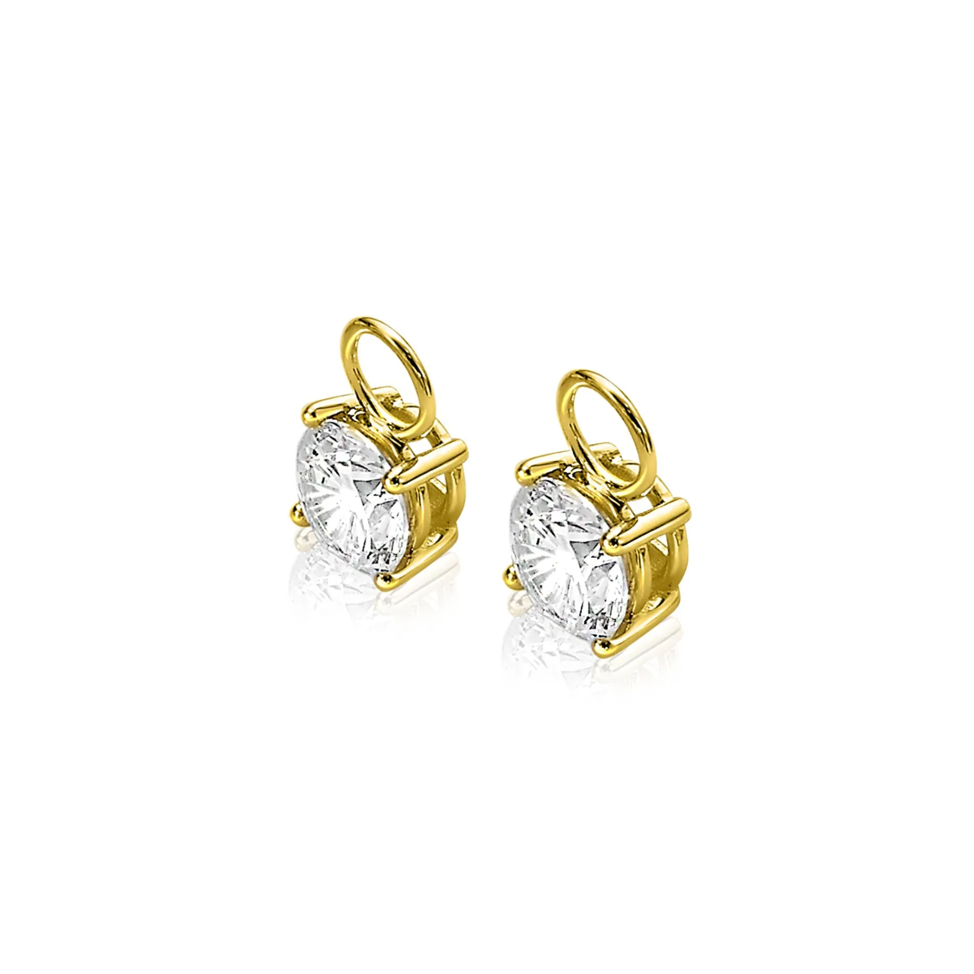 ZINZI Gold 14 karaat gouden creoolhangers rond wit ZGCH143 (zonder oorringen)