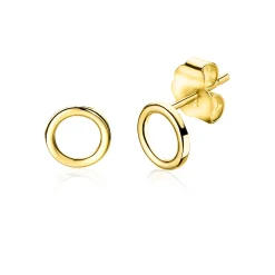 ZINZI Gold 14 karaat gouden oorknoppen open rond 6mm ZGO163