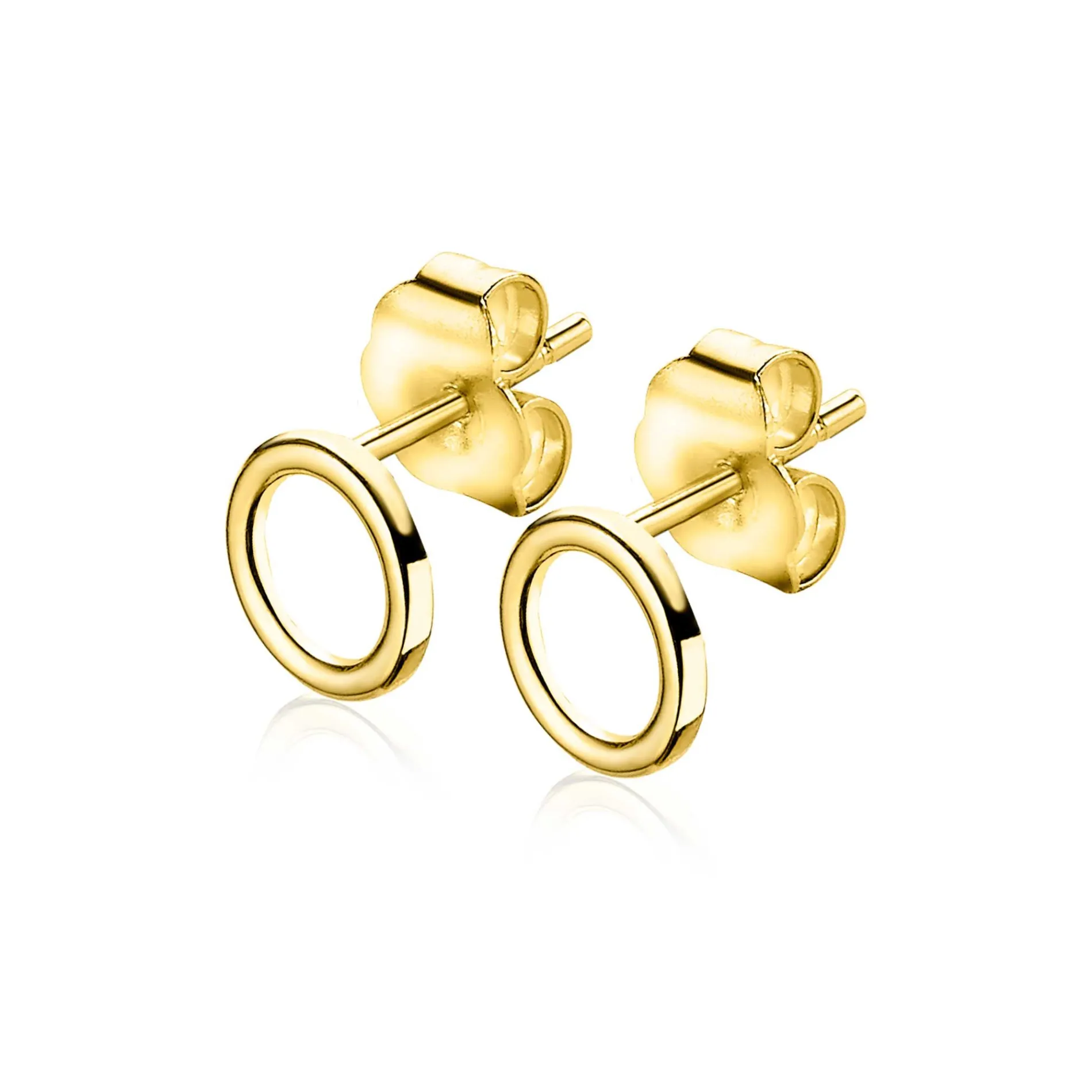ZINZI Gold 14 karaat gouden oorknoppen open rond 6mm ZGO163
