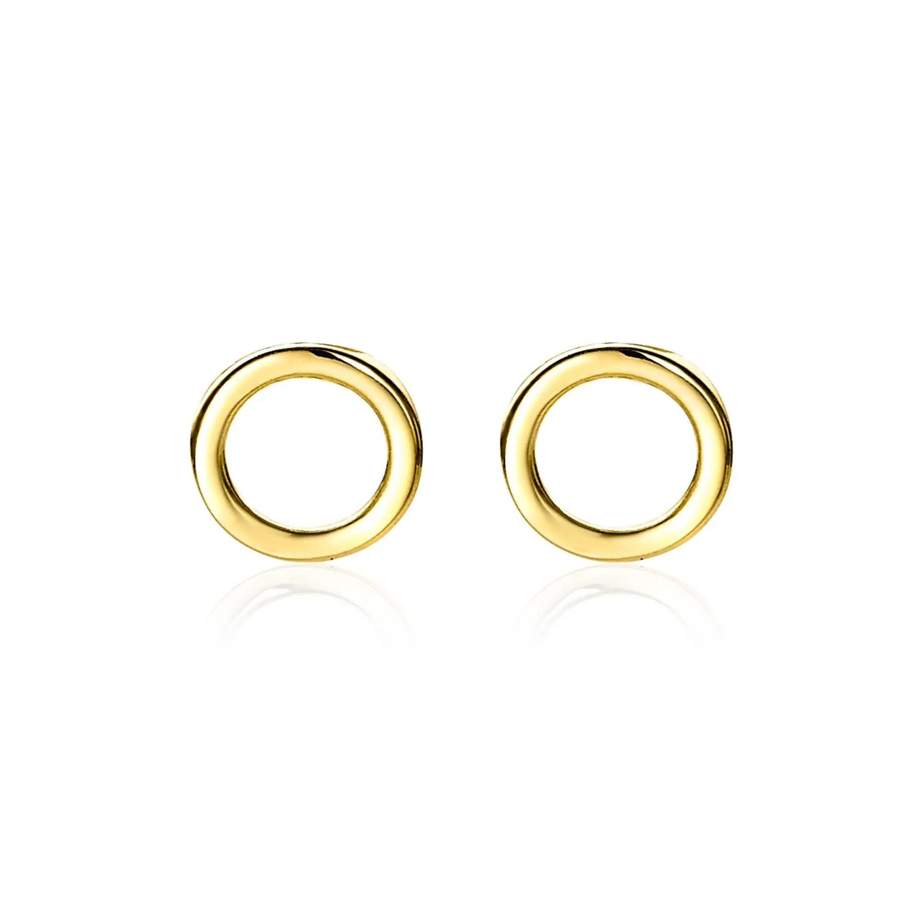 ZINZI Gold 14 karaat gouden oorknoppen open rond 6mm ZGO163