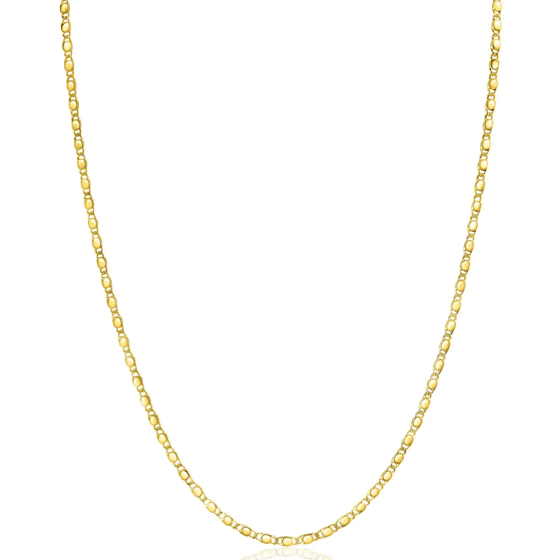 ZINZI Gold 14 karaat gouden massieve ketting met glanzende fantasie plaatjes 1,7mm breed 41-43cm ZGC497