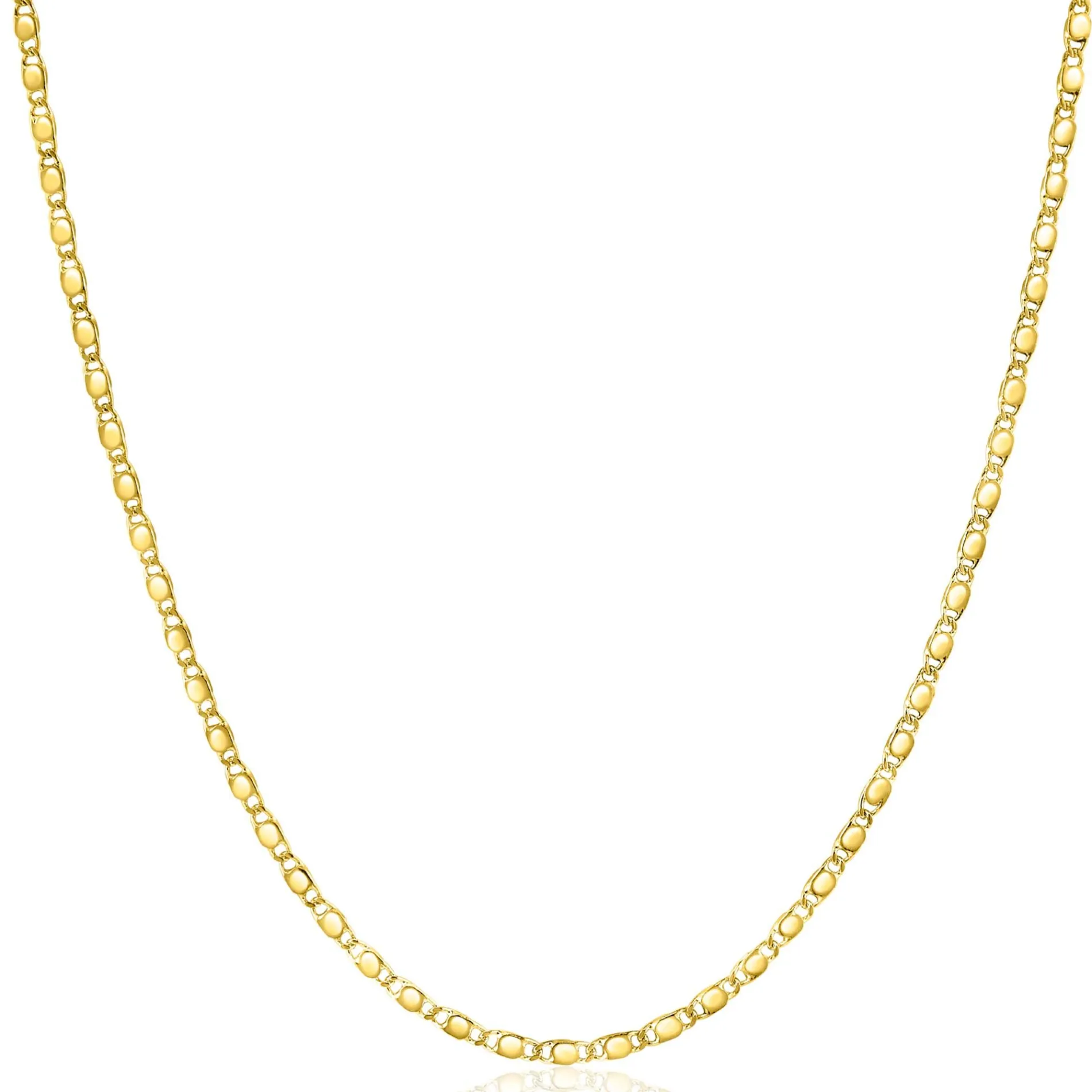 ZINZI Gold 14 karaat gouden massieve ketting met glanzende fantasie plaatjes 1,7mm breed 41-43cm ZGC497
