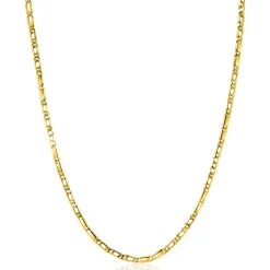 ZINZI Gold 14 karaat gouden massieve ketting met valkenoog schakels en glimmende plaatjes 2,6mm breed 41-43cm ZGC499