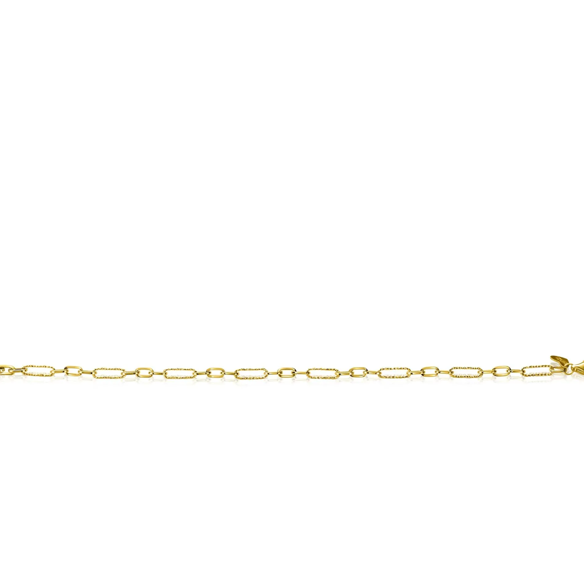 ZINZI Gold 14 karaat gouden armband met bewerkte paperclip-schakels en ovale schakels van 3,5mm breed 19cm ZGA494