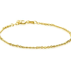 ZINZI Gold 14 karaat gouden massieve armband met bewerkte gedraaide staafjes en fijne jasseron schakels 2mm breed 17-19cm ZGA500