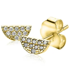 ZINZI Gold 14 karaat gouden oorknoppen halve maan wit zirconia ZGO220