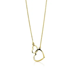 ZINZI Gold 14 karaat gouden jasseron ketting open harten 42cm ZGC114