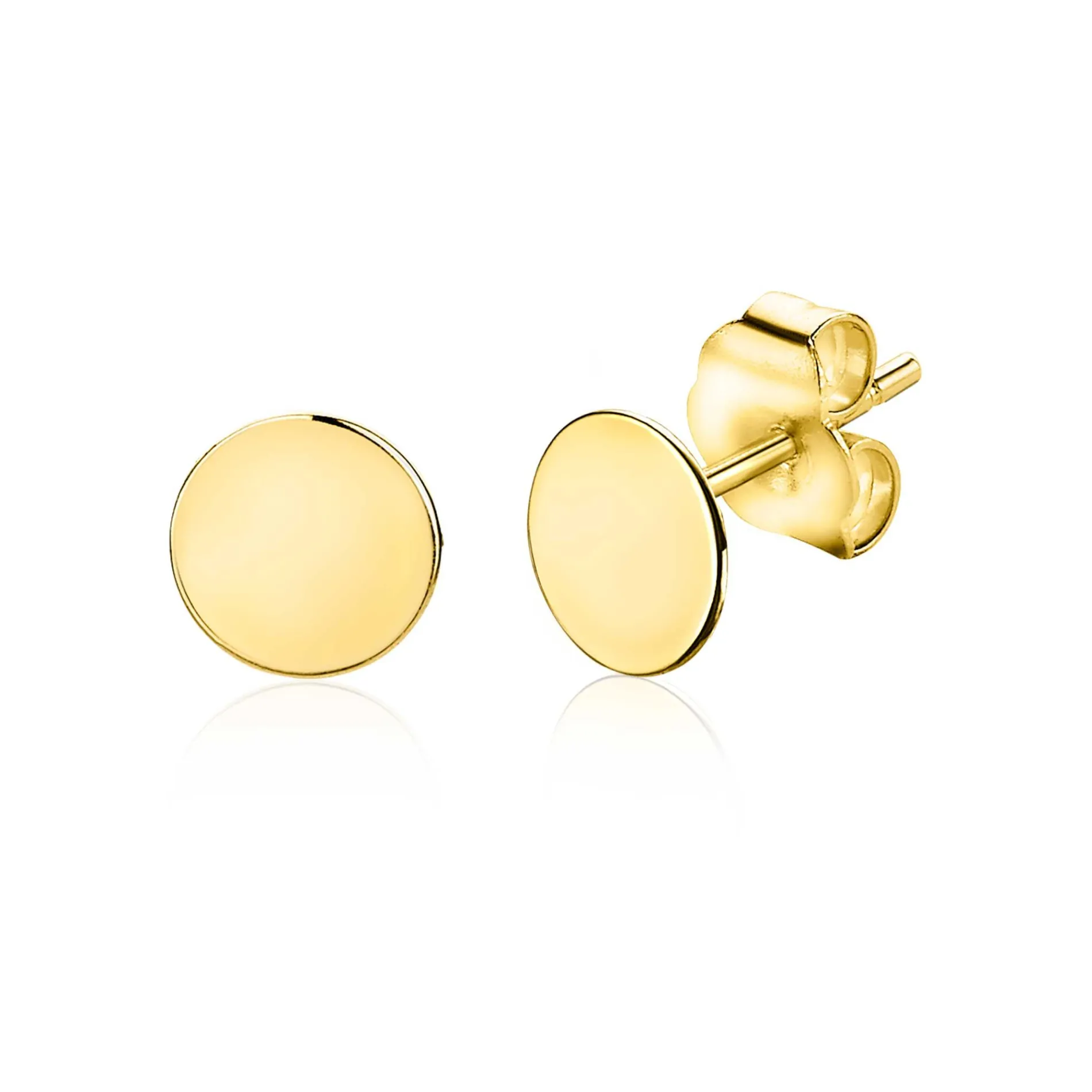 ZINZI Gold 14 karaat gouden oorknoppen glad rond 6mm ZGO215