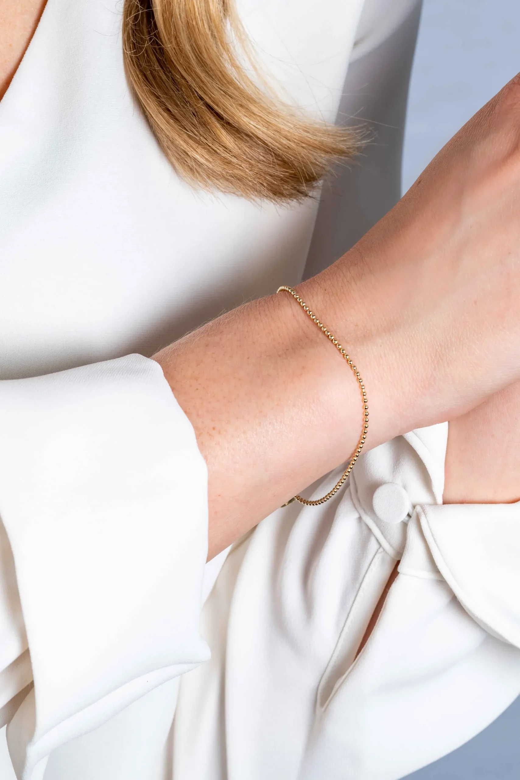 ZINZI Gold 14 karaat gouden bolletjes armband 1,3mm breed ZGA292
