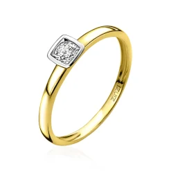 ZINZI Gold 14 karaat gouden aanschuifring vierkant wit ZGR150