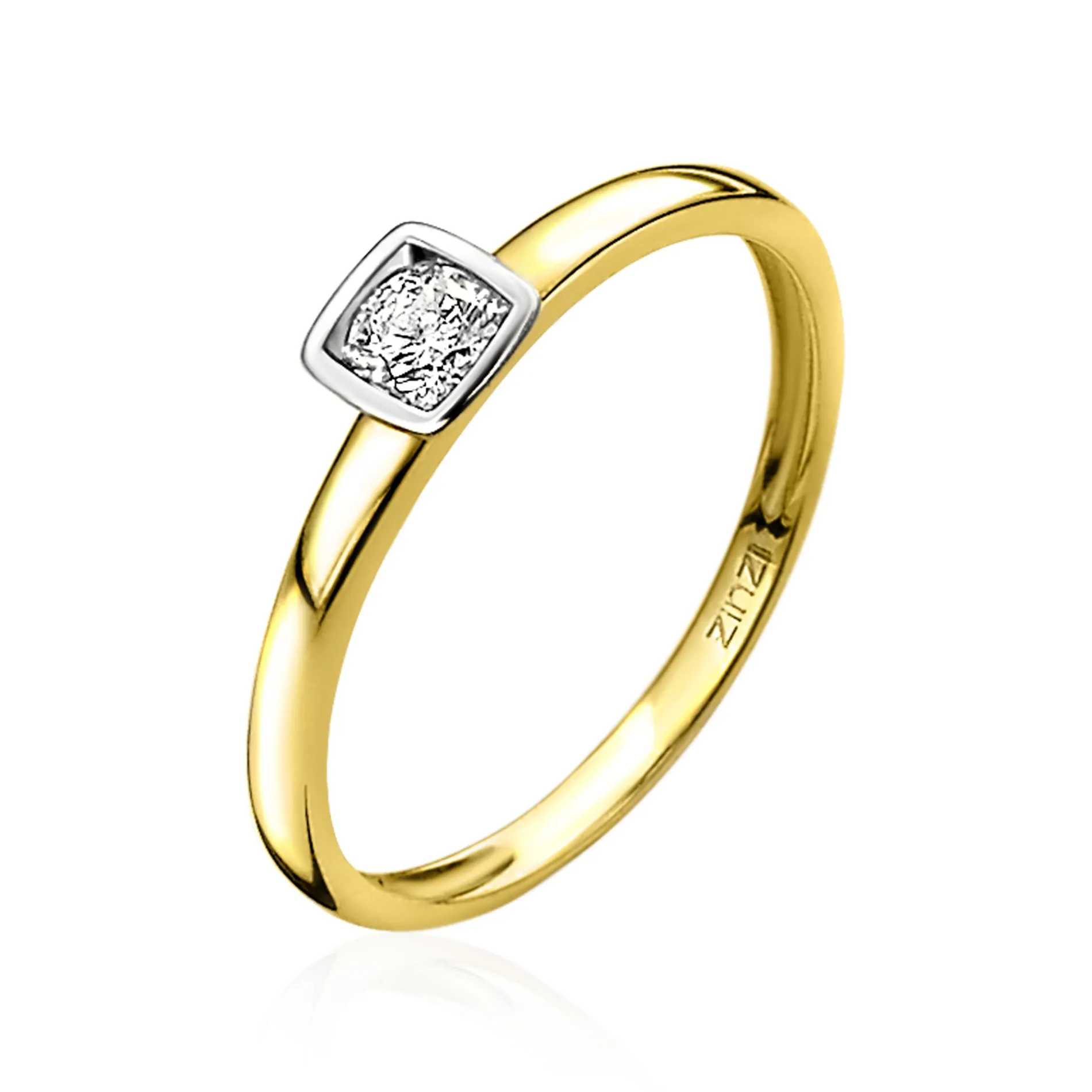 ZINZI Gold 14 karaat gouden aanschuifring vierkant wit ZGR150