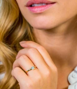 ZINZI Gold 14 karaat gouden aanschuifring vierkant wit ZGR150