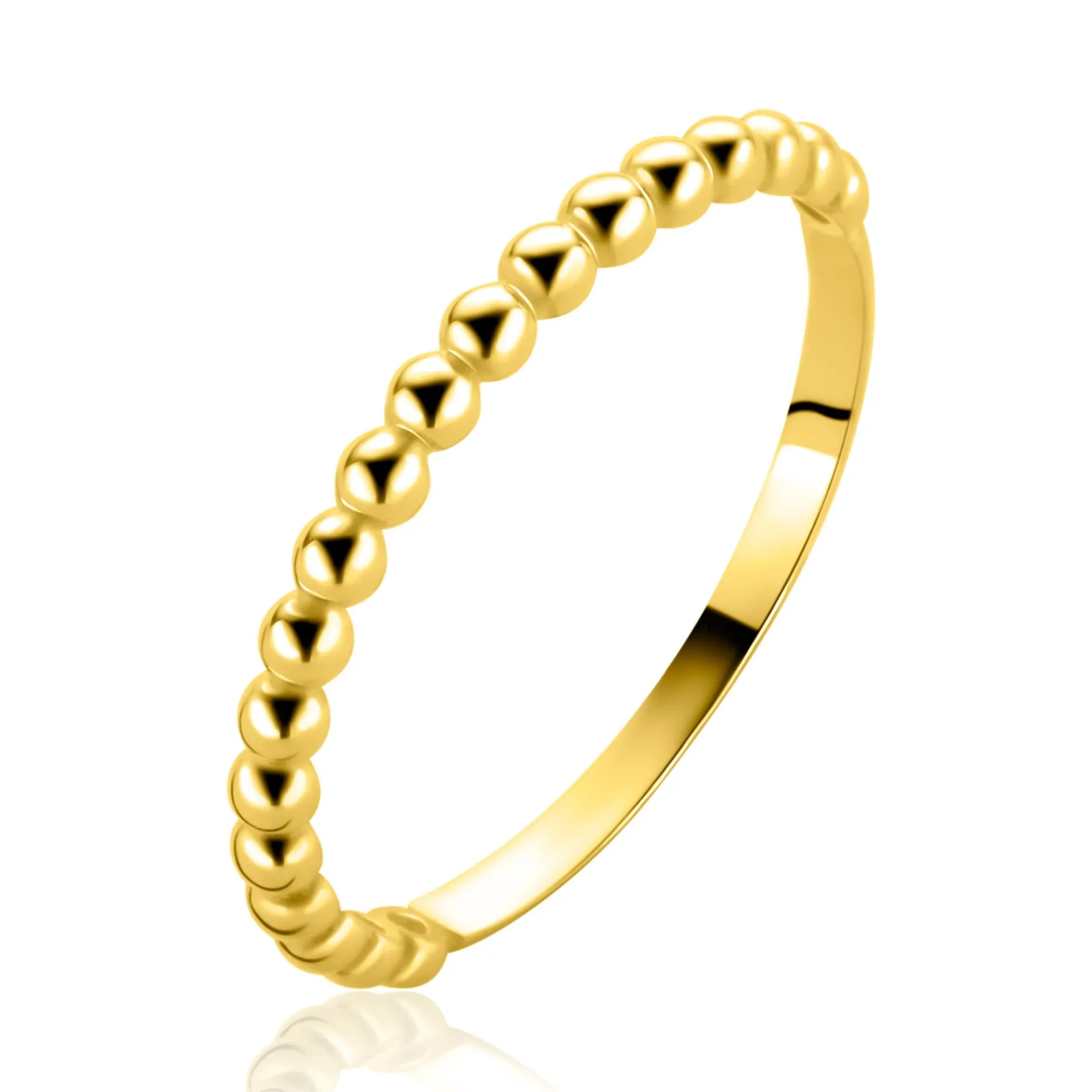 ZINZI Gold 14 karaat gouden ring (2mm breed) met gladde bolletjes ZGR555