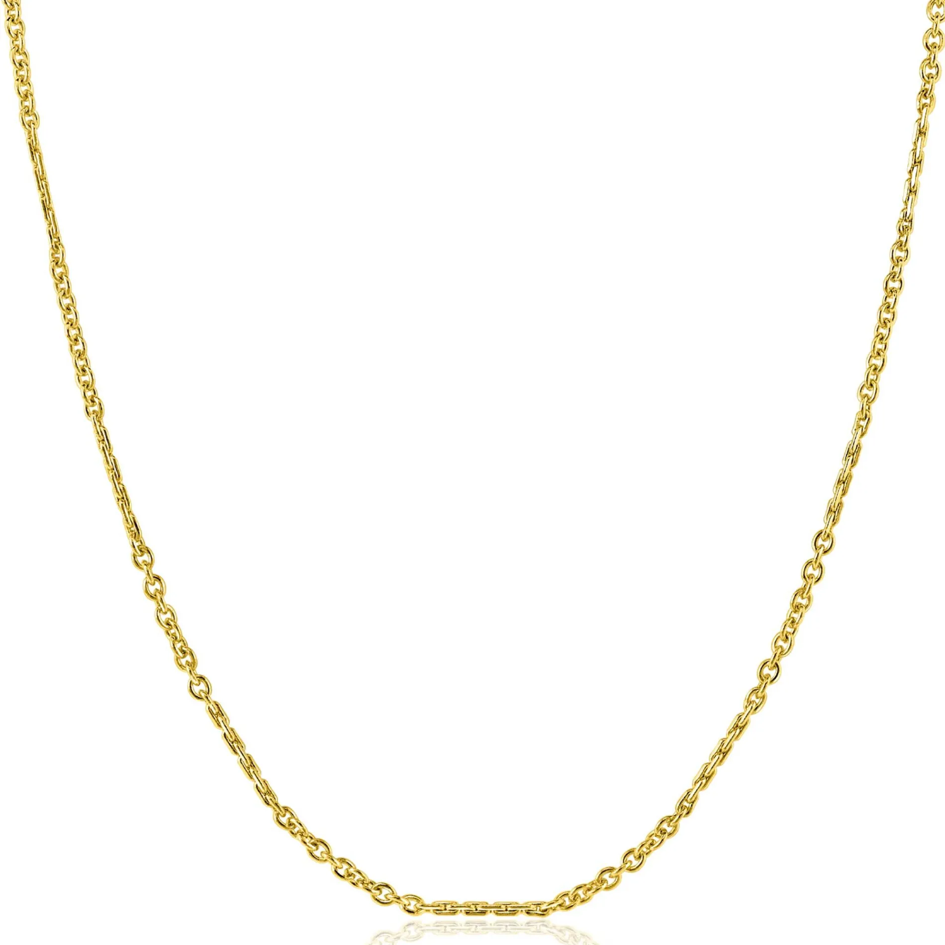 ZINZI Gold 14 karaat gouden massieve ketting met bewerkte gedraaide staafjes en fijne jasseron schakels 2mm breed 41-43cm ZGC500