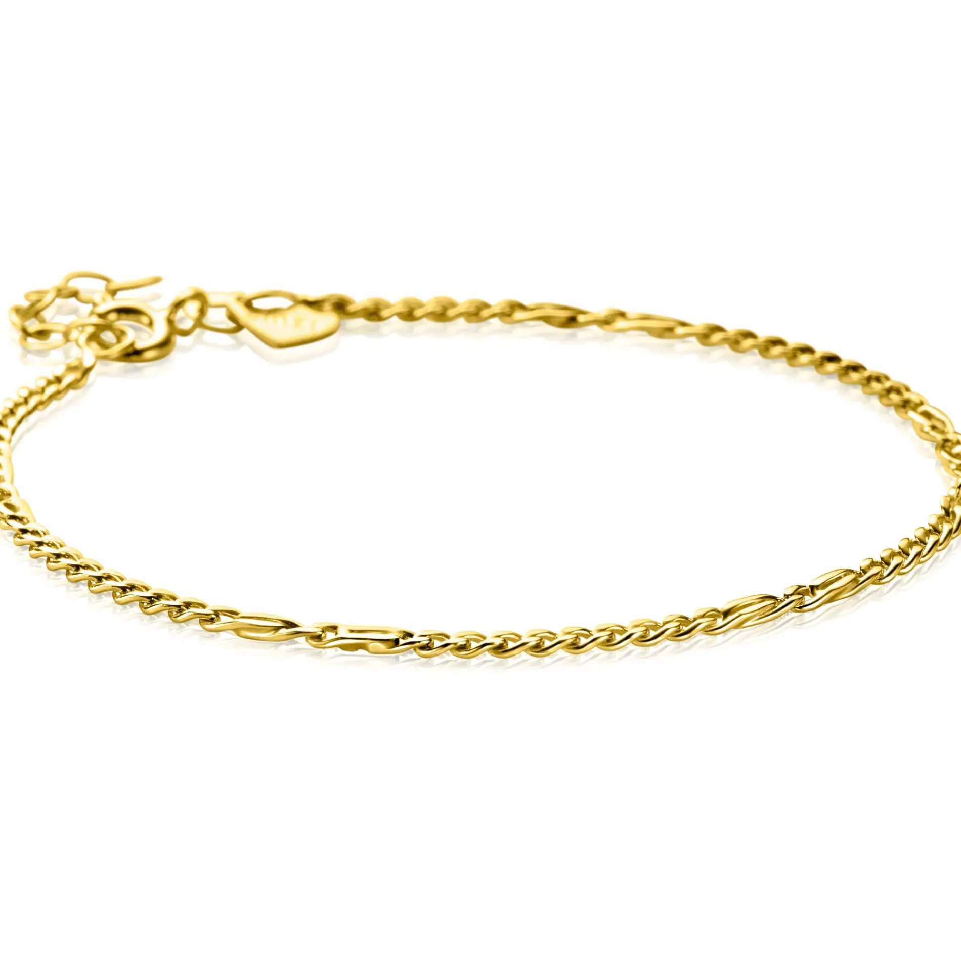 ZINZI Gold 14 karaat gouden massieve gourmet armband met valkenoog schakels 2mm breed 17-19cm ZGA498