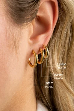 ZINZI Gold 14 karaat gouden oorringen ronde buis 13 x 3mm ZGO129