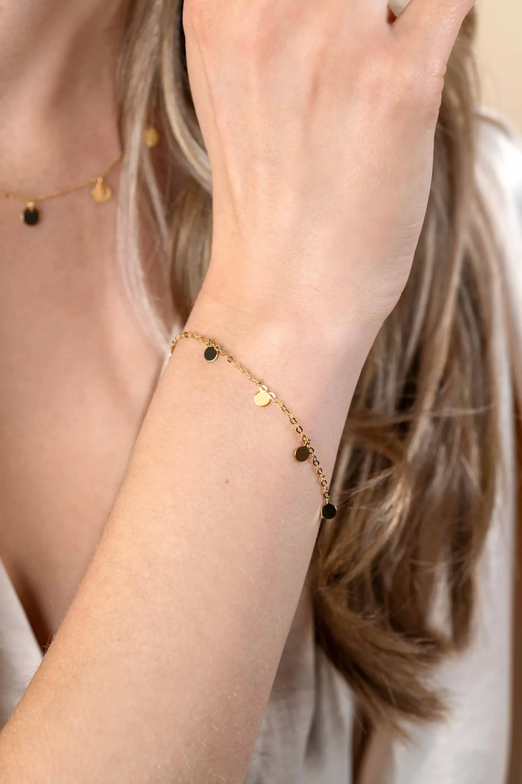 ZINZI Gold 14 karaat gouden armband ronde plaatjes ZGA167