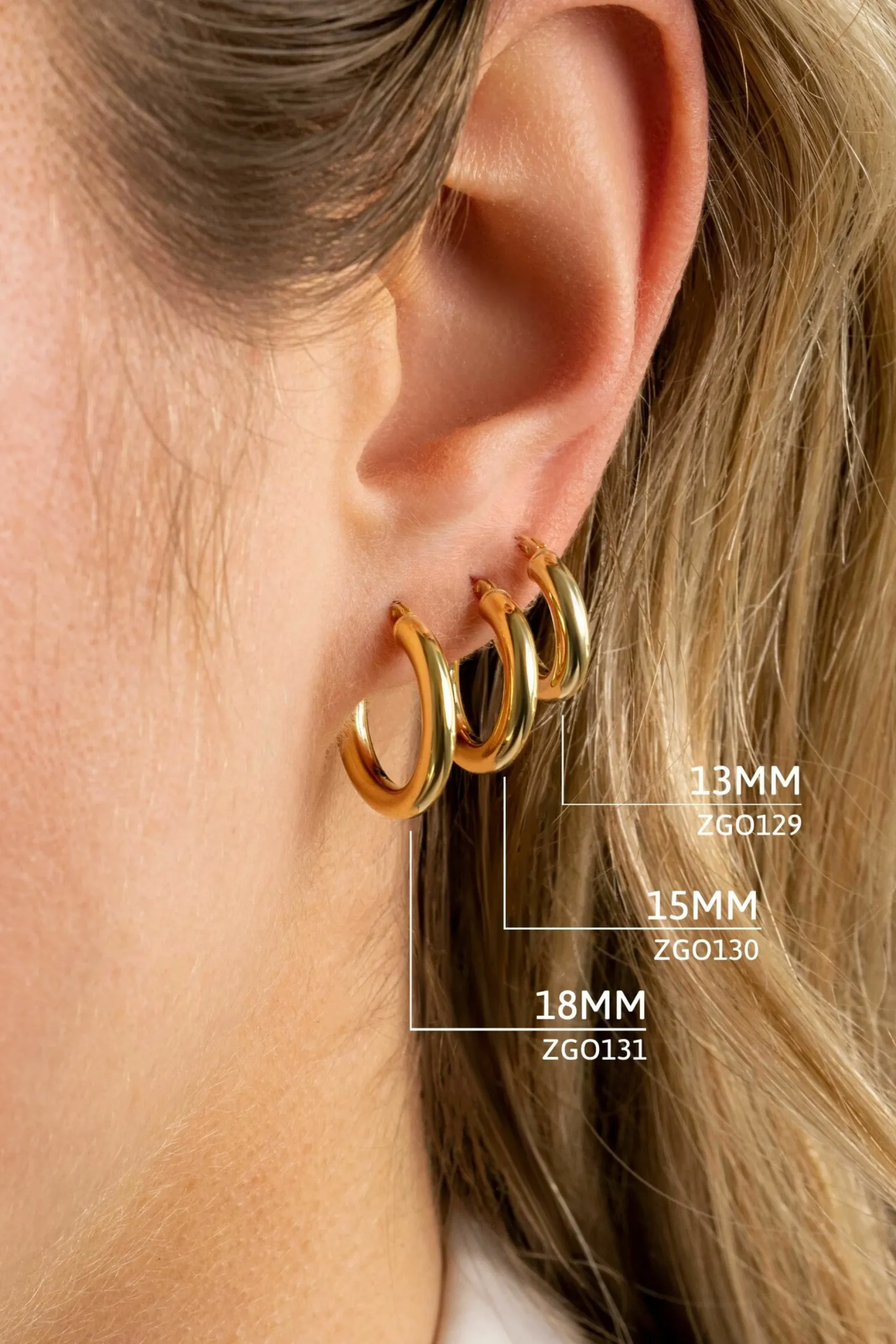 ZINZI Gold 14 karaat gouden oorringen ronde buis 15 x 3mm ZGO130