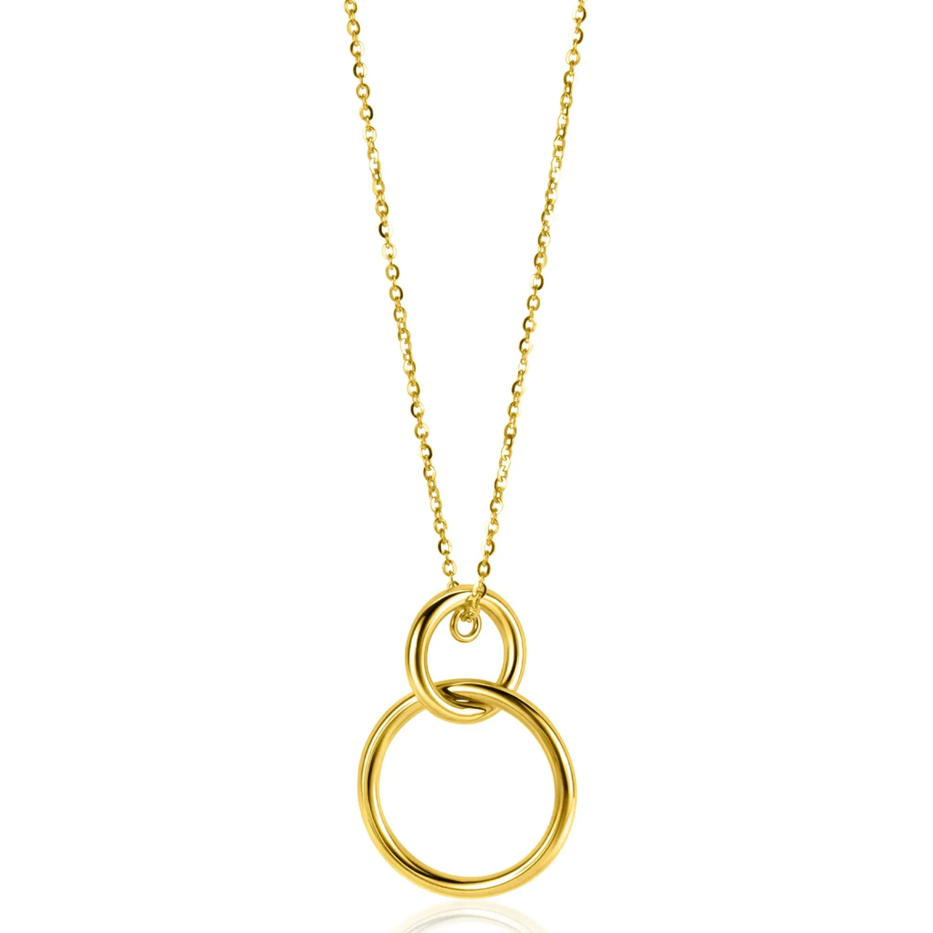 ZINZI Gold 14 krt gouden anker ketting 42-45cm met trendy hanger (26mm) met verbonden open ronde vormen ZGC446