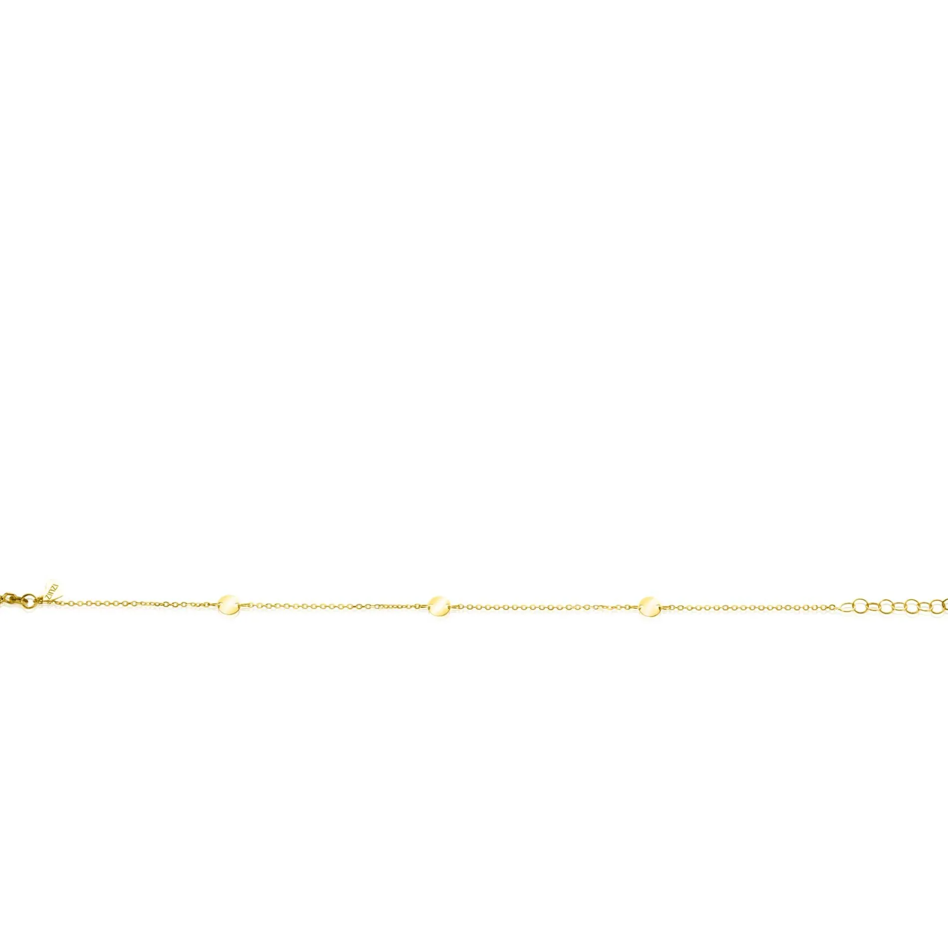 ZINZI Gold 14 krt gouden armband met subtiele jasseron schakels en drie ronde gladde plaatjes 5mm breed 18-20cm ZGA444