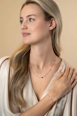 ZINZI Gold 14 krt gouden armband met subtiele jasseron schakels en drie ronde gladde plaatjes 5mm breed 18-20cm ZGA444