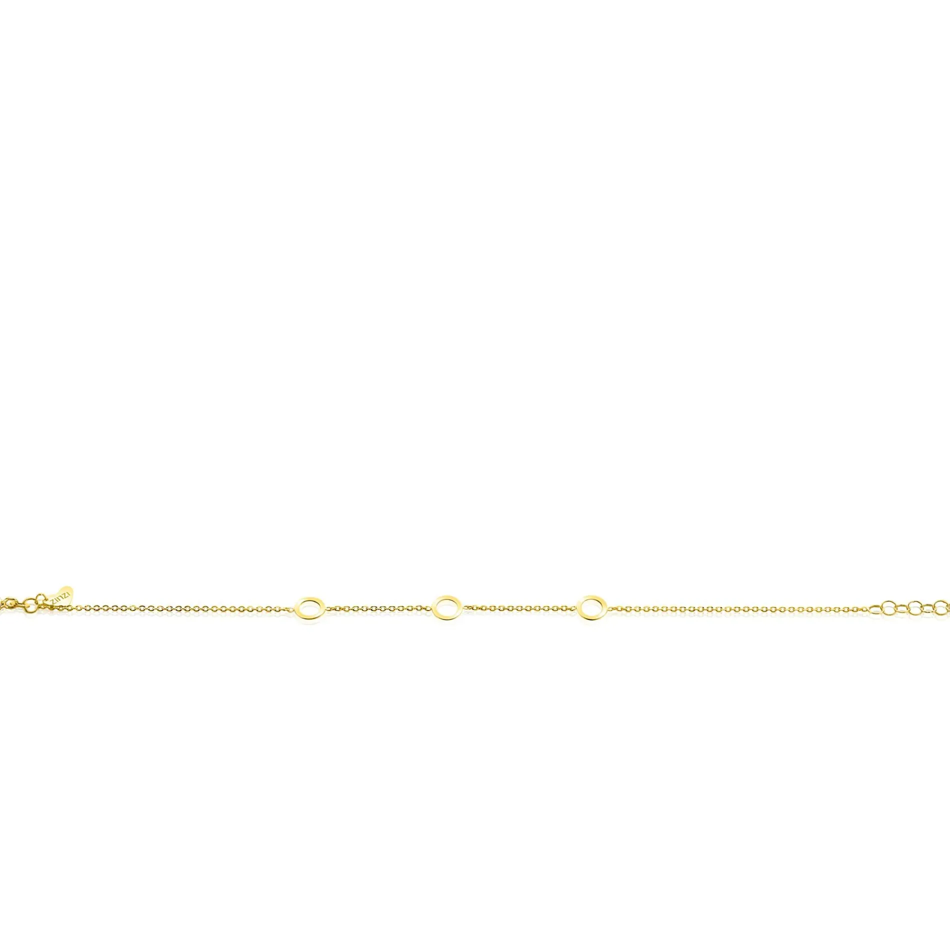 ZINZI Gold 14 krt gouden armband met subtiele jasseron schakels en drie open rondjes 6,5mm breed 18-20cm ZGA445