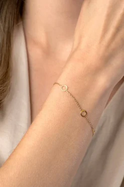 ZINZI Gold 14 krt gouden armband met subtiele jasseron schakels en drie open rondjes 6,5mm breed 18-20cm ZGA445