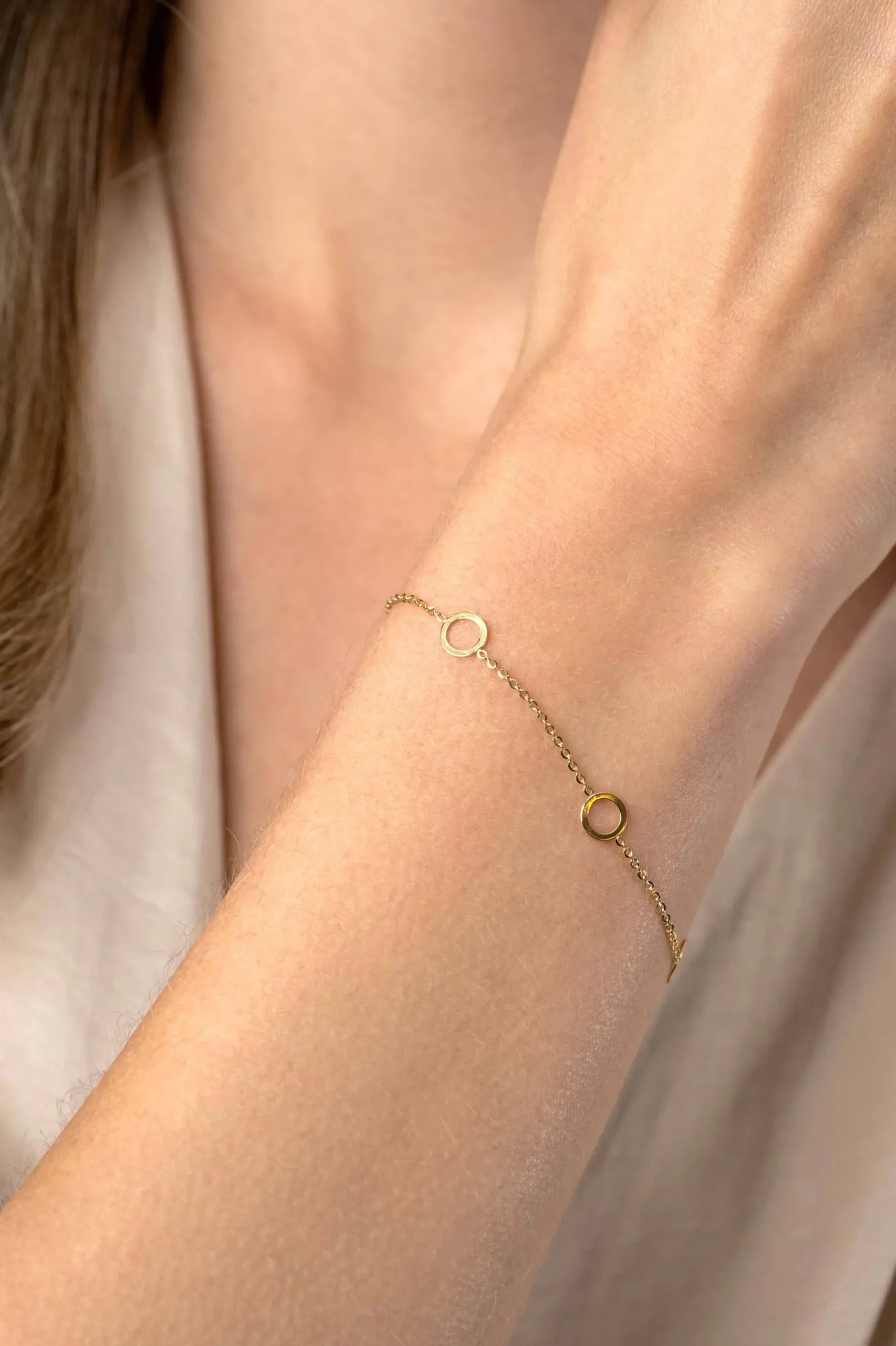 ZINZI Gold 14 krt gouden armband met subtiele jasseron schakels en drie open rondjes 6,5mm breed 18-20cm ZGA445