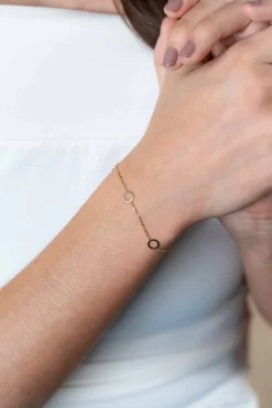 ZINZI Gold 14 krt gouden armband met subtiele jasseron schakels en drie open rondjes 6,5mm breed 18-20cm ZGA445