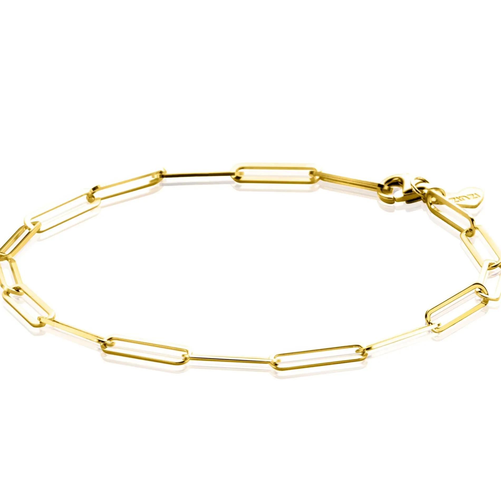 ZINZI Gold 14 krt gouden armband met trendy paperclip/closed for ever schakels 3mm breed, lengte 19cm ZGA386