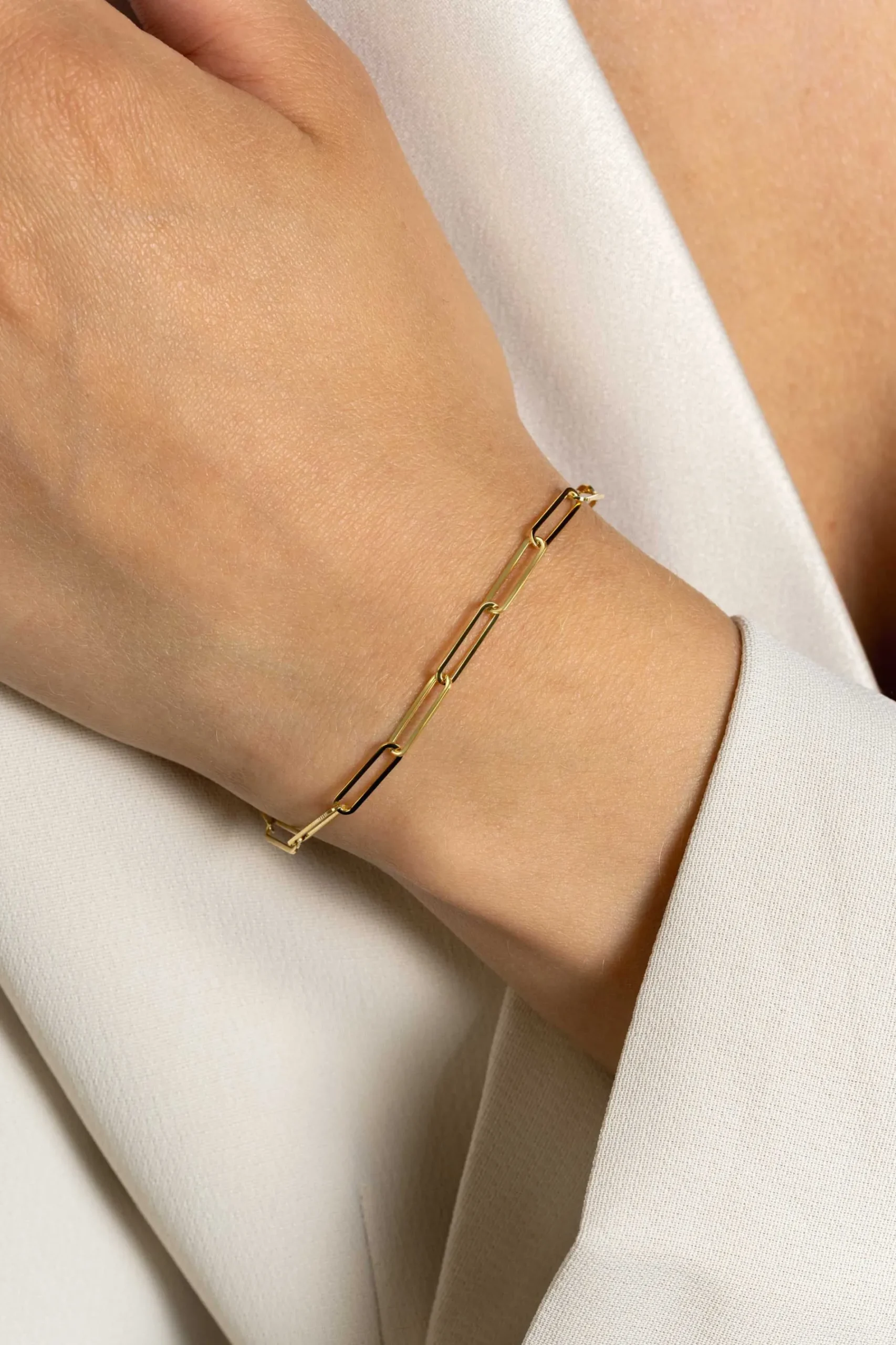 ZINZI Gold 14 krt gouden armband met trendy paperclip/closed for ever schakels 3mm breed, lengte 19cm ZGA386