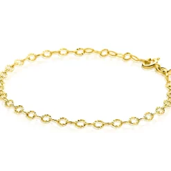 ZINZI Gold 14 krt gouden armband met bewerkte ovale schakels 3mm breed 19cm ZGA538