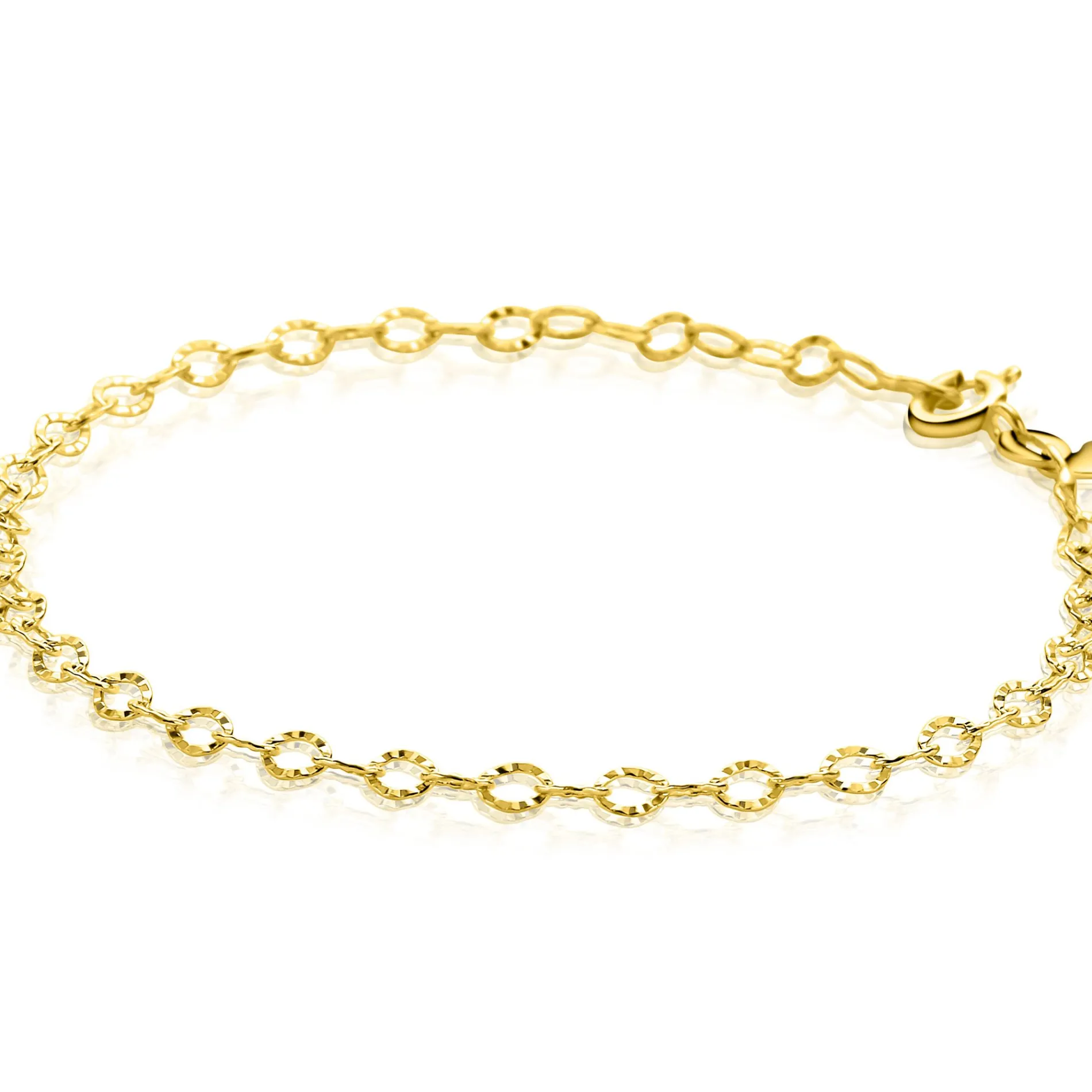 ZINZI Gold 14 krt gouden armband met bewerkte ovale schakels 3mm breed 19cm ZGA538